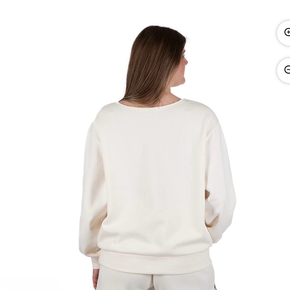 STATE OF MINE V-DAY PULLOVER Cream Sweatshirt with Pink Graphic - Picture 4 of 7